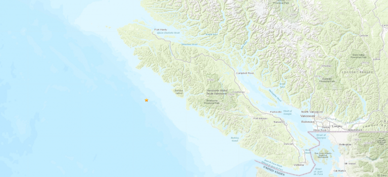 4.7 magnitude earthquake hits off west coast of Vancouver Island