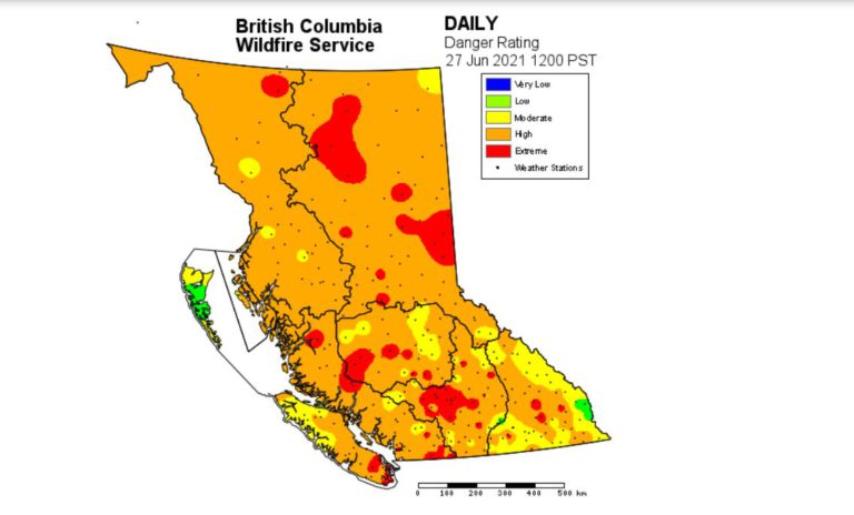 Fire danger rating jumps across B.C.; new wildfire found near Comox Lake